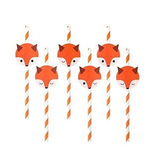 Fox Character Paper Straws